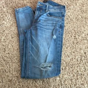 Express distress mid rise jeans leggings